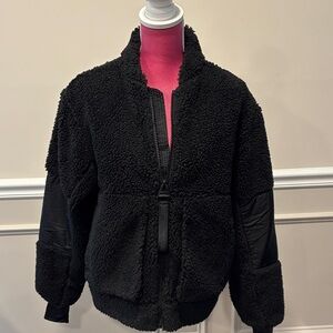 Rains Black Teddy Fleece/Nylon Jacket. Cozy, soft and warm! Perfect condition…